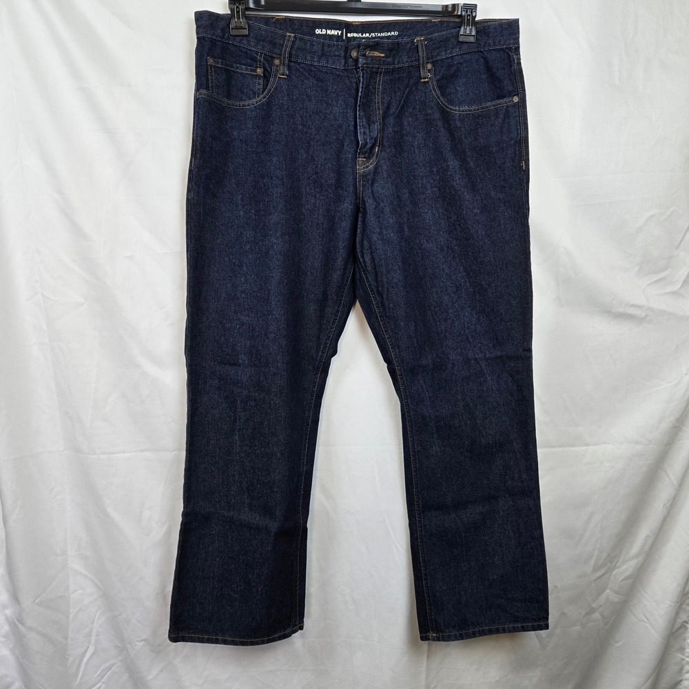 Old Navy Men's Regular Blue Dark Wash Straight Leg Classic Denim Jeans 40x30